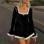 Splice Lace Ruffle Dress