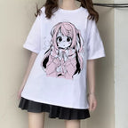 Anime Girl Print Baggy Short Sleeve T-shirt