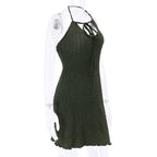 Green Knit Halter Mini Dress