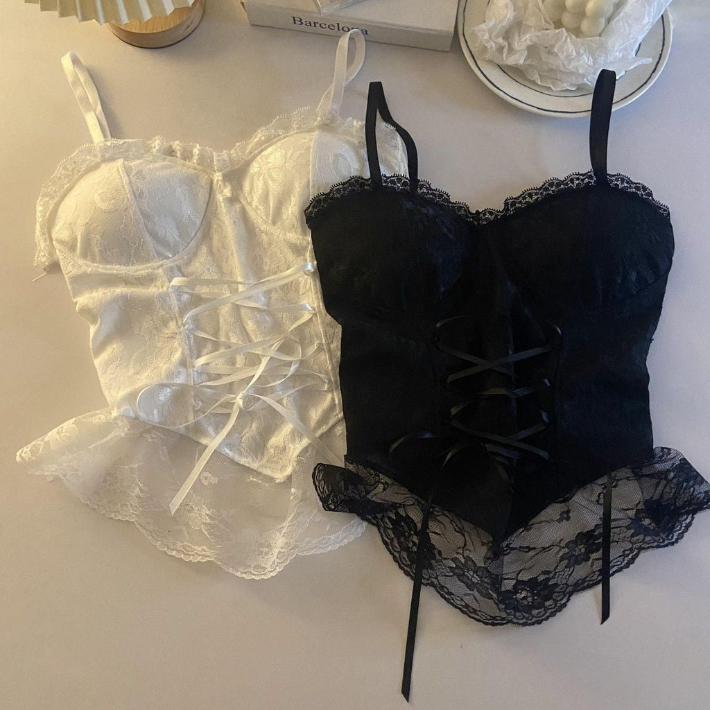 Spaghetti Strap Lace Corset Top