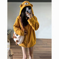 Bear Print Zip Up Hoodie
