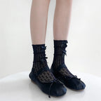 Hollow Out Lace Ruffle Bow Knit Socks
