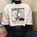 Cute Vintage Sweet Funny Cat Anime Girl Print Loose Short Sleeve Short T-shirt Tee Top Summer Casual E-Girl Kawaii Korean Japanese Harajuku Streetwear