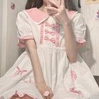 Sweet Pink Bow Short Sleeve Dress