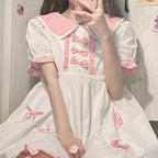 Sweet Pink Bow Short Sleeve Dress