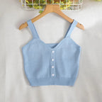 Heart Button V Neck Tank Top