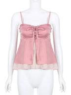 Pink Ruffle 2 Layer Satin Tank Top