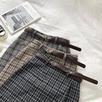 Cute Plaid Irregular Sweet High Waisted A-line Mini Skirt Vintage Autumn Casual School Girl E-Girl Kawaii Korean Japanese Harajuku Retro Streetwear