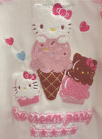 Pink Japanese Anime Cat Embroidery Patchwork Varsity Baseball Jacket