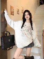 Grey Animal Fleece Crew Neck Sweater