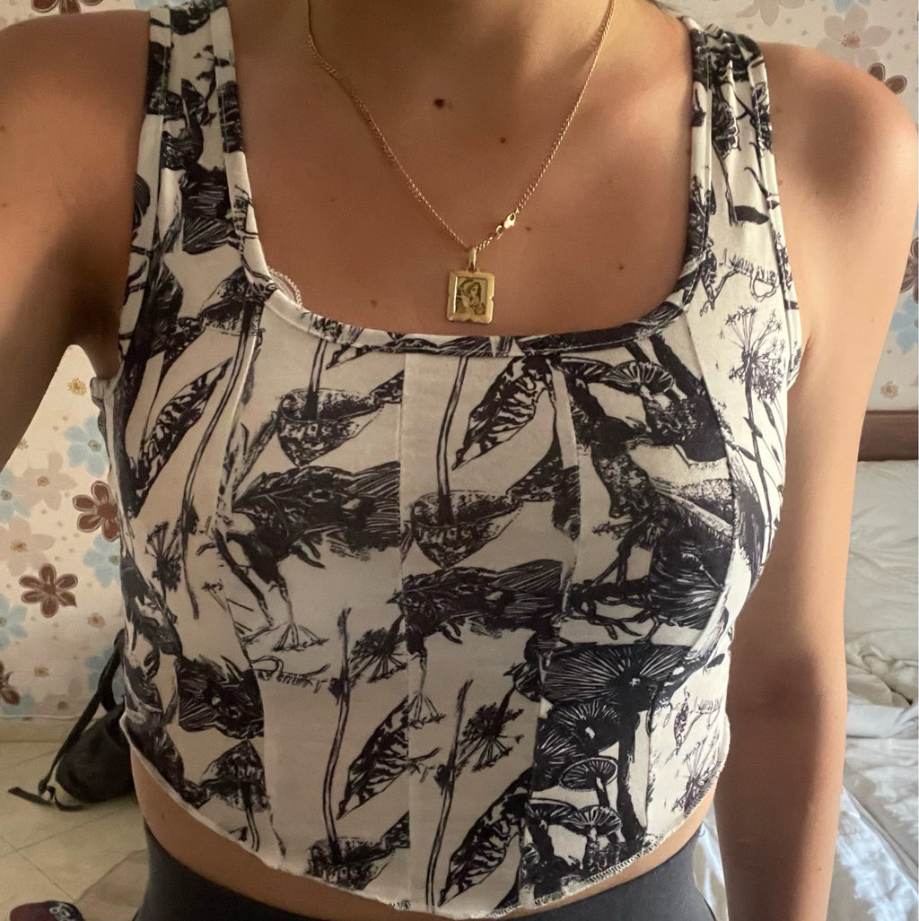 Black & White Plant Print Tank Top