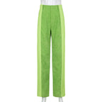 Green Corduroy High Waist Pants