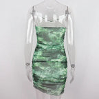Green Mesh Spaghetti Strap Mini Dress
