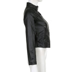 Black PU Leather Zipper Jacket