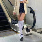 Vintage Plaid Double Layer Mesh Skirt
