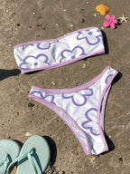 Green Contrast Floral Print Bikini Set