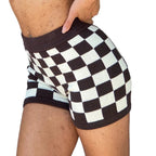 2PCS Green Checkered Knit Crop Top + Shorts