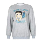 Cute 80s 90s Vintage Cartoon Girl Print Long Sleeve Shirt Hoodie Pullover Sweatshirt Sweater Casual E-Girl Kawaii Korean Japanese Harajuku Streetwear