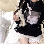 Black Rabbit Bow Loose Hoodie