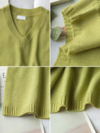 Green V Neck Knit Sweater Vest