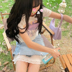 Purple Flower Aesthetic Print Short Sleeve T-shirt