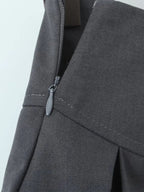 Grey Bow Low Waist Tiered Pleated Skirt