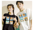 Orange Cat Print Short Sleeve T-shirt
