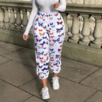 Cute Butterfly Rainbow Print Loose Baggy High Waisted Trousers Joggers Pants Sweats Bottom E-Girl Kawaii Korean Japanese Harajuku Retro Streetwear