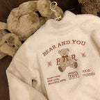 Fluffy Fleece Bear Embroidery Loose Zipper Jacket