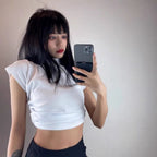 White Lace Up Backless Short Sleeve Top