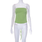 Green Strapless Bandage Backless Top