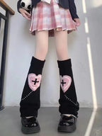 Heart Cross Knit Anime Leg Warmers