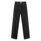 2PCS Black Denim Corset + Straight Flare Jeans