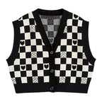 Plaid Checkboard Knit Vest