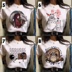 Japanese Anime Cartoon Print Loose Casual Short Sleeve Shirt T-shirt