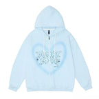 Bunny Love Heart Print Long Sleeve Hoodie