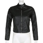 Black PU Leather Zipper Jacket