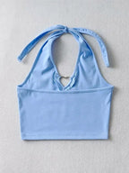 Heart Hollow Out V Neck Halter Top