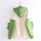 Cute 3D Funny Dinosaur Cartoon Hoodie With Horns Sweatshirt Sweater Long Sleeve Pullover Cosplay E-Girl Kawaii Korean Japanese Harajuku Streetwear