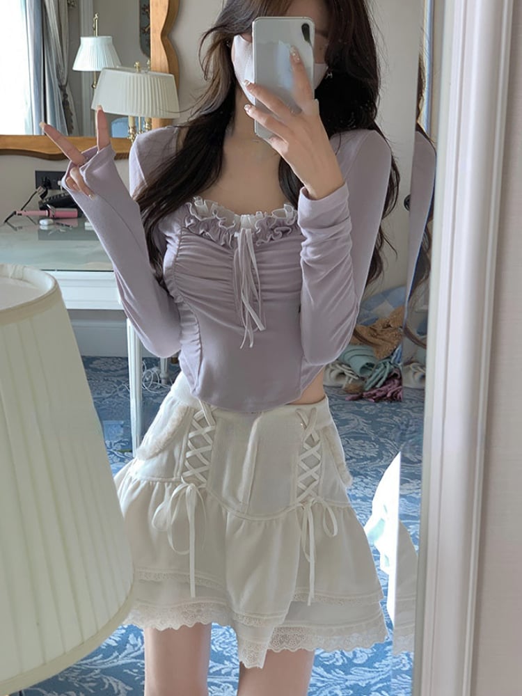 Purple Lace Crop Top