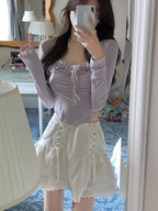 Purple Lace Crop Top