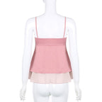 Pink Ruffle 2 Layer Satin Tank Top