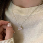 Pink Rhinestone Crystal Star Pendant Necklace