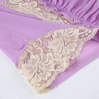 Purple Lace Trim Mesh Halter Top