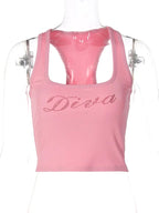 Pink Diva Rhinestone Tank Top