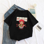 Cute Vintage Anime Noodle Ramen Cartoon Funny Short Sleeve Shirt Tee T-shirt E-Girl Kawaii Korean Japanese Harajuku Chinese Retro Streetwear Aesthetic