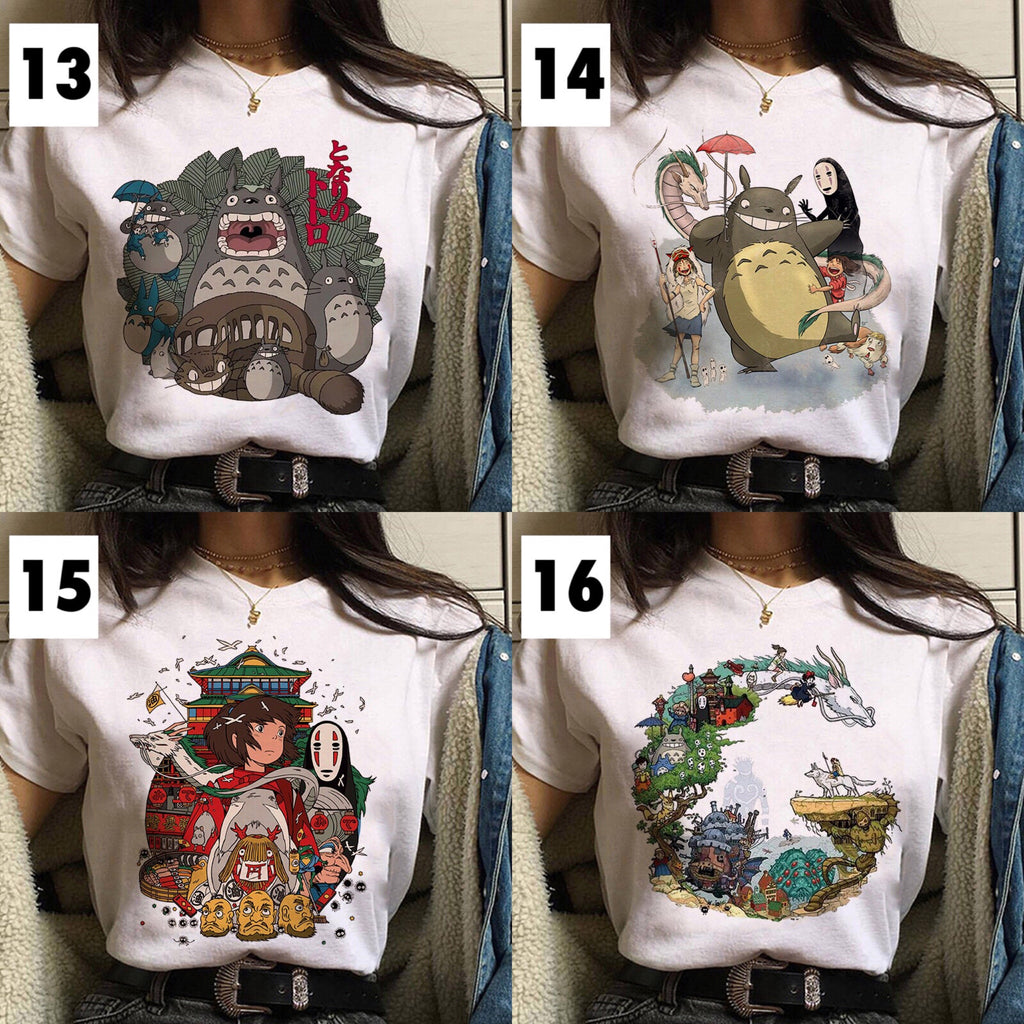 Japanese Anime Cartoon Print Loose Casual Short Sleeve Shirt T-shirt
