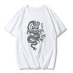 Cute Chinese Dragon Oversized Punk Goth Print Short Sleeve Shirt Tee T-shirt E-Girl Kawaii Korean Japanese Harajuku Chinese Retro Streetwear Aesthetic
