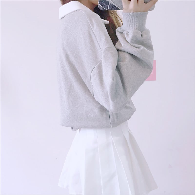 Cute Heart Embroidery Pocket Oversized Sweater Long Sleeve Shirt Pullover Hoodie Sweatshirt E-Girl Kawaii Korean Japanese Harajuku Retro Streetwear