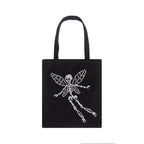 Cute Skeleton Skull Butterfly Wing Print Shoulder Bag Canvas Eco Tote Aesthetic Casual Summer E-Girl Kawaii Korean Japanese Harajuku